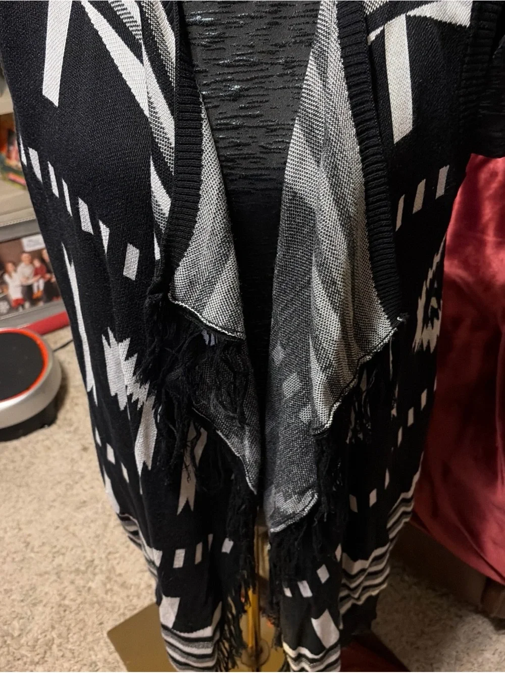 Umgee Black and White Geometric Long Sleeve Dress